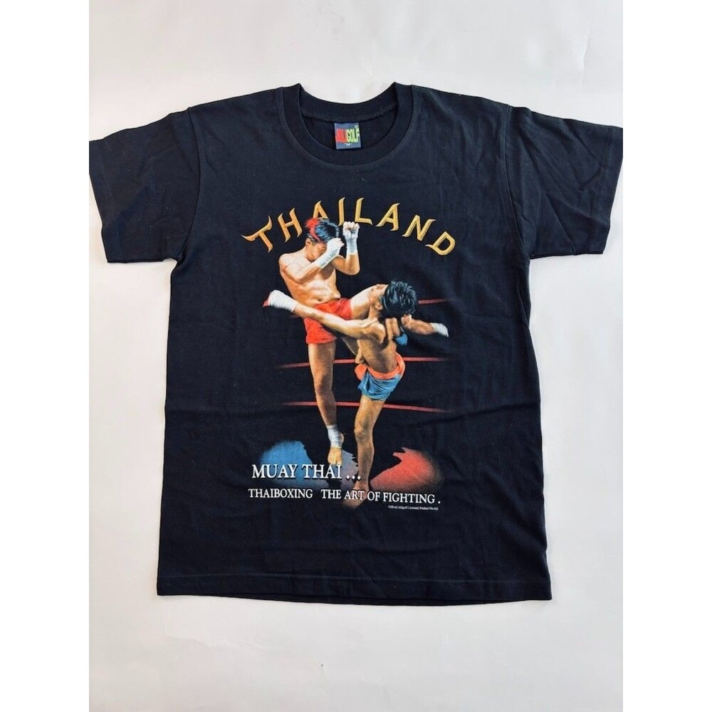 Joligolf Mens Muay Thai Thailand T-Shirt M Black Graphic Thaiboxing Fighting
